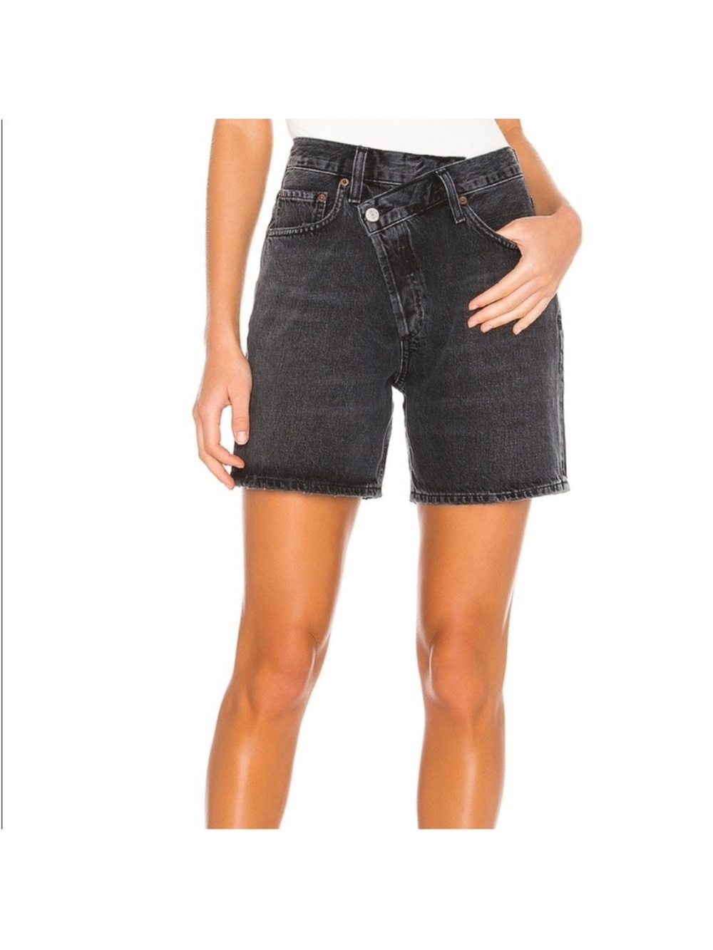 Agolde Black Criss-Cross Shorts